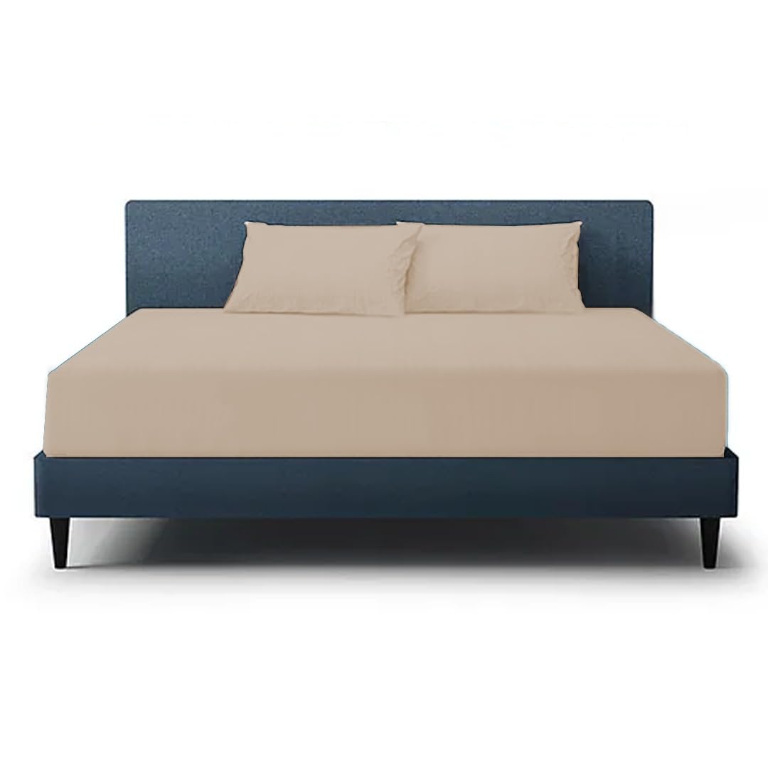 ZIYA HOMES Mocha Double Fitted Sheet - 25cm Deep Pockets Premium Quality PolyCotton Breathable, Fade Resistant Easy Care Bed Sheet, Hotel Quality Bedsheet โ image 1