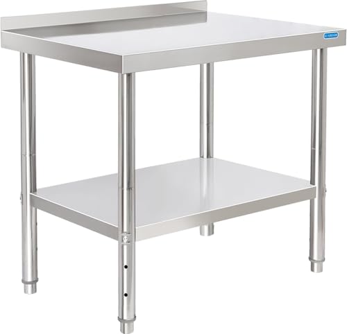 Stainless Steel Prep & Work Table with Backsplash, 24 x 30 in