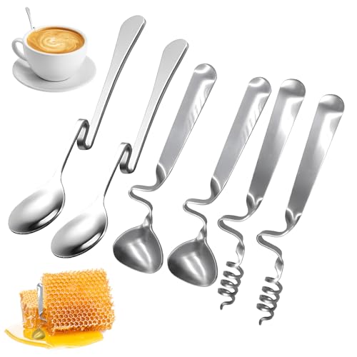 Ylinwtech 6 Pièces Cuillère À Miel,Cuillère À Miel Et Confiture,Cuillère À Dessert,Cuillères En Acier Inoxydable,Acier Inoxydable De Haute Qualité Adapté À La Confiture, Au Yaourt Et Au Miel