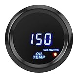  Qiilu Thermomètre à huile , thermomètre à huile de 52 mm avec capteur 40 ~ 150 ℃ jauge de température à affichage numérique à LED bleue