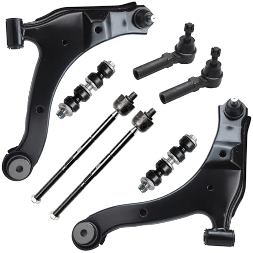 Image of Detroit Axle - Front 8pc Suspension Kit for 2000-2005 Dodge Neon SX 2.0, 2000-2001 Plymouth Neon 2 Lower Control Arms 2 Sway Bar End Links 4 Outer & Inner Tie Rod Ends Replacement