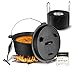 JAXX | 9 Liter Dutch Oven Set | Eingebrannter Feuertopf aus Gusseisen | Dutch Oven Zubehör inkl. Deckelheber | Indoor und Outdoor
