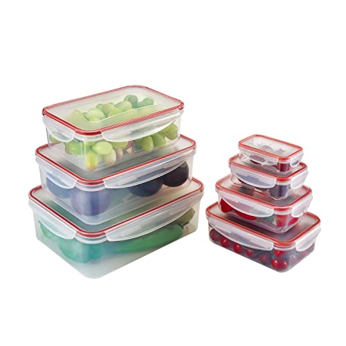 Bellaware Airtight Food Storage Containers With Locking Lids, Plastic, Set Of 7, Red #TOP2