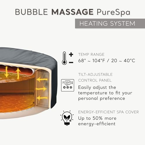 Image of Intex PureSpa 4 Person Bubble Massage Inflatable Hot Tub Spa Set, Sahara Tan