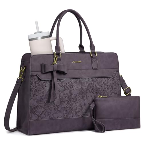 Image of LOVEVOOK Laptop Tote Bag for Women,Leather Work Bag, Waterproof Business Teacher Bag,Large Computer Handbag Purse Briefcase,Office Gifts for Women