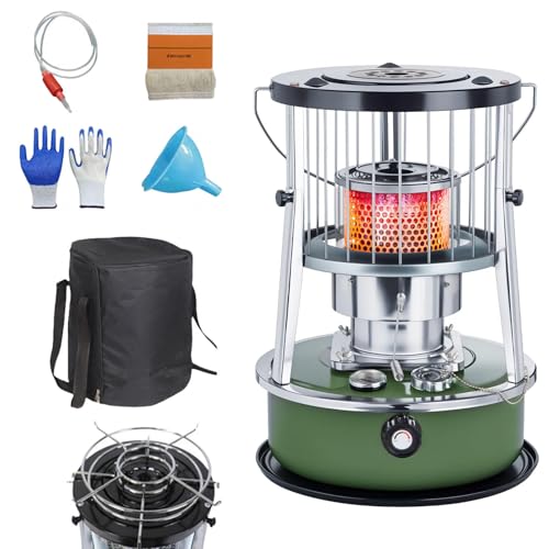 9000 BTU estufas de parafina Tanque de 4,6L estufas parafina Calefacción de emergencia sin electricidad Calentador para camping, garaje, hogar y emergencias.,militarygreen-height-increasing