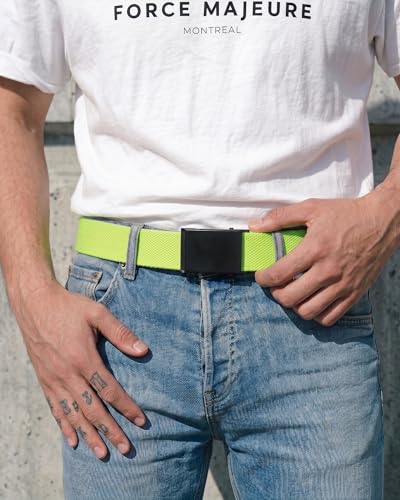 Image of Mile High Life Cut To Fit Canvas Web Belt Size Up to 52 inch with Flip-Top Solid Black Military Buckle