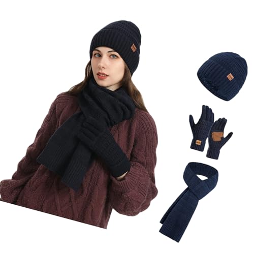 Gorro, bufanda y guantes de invierno de fibra acrílica contra el viento y el frío extremo