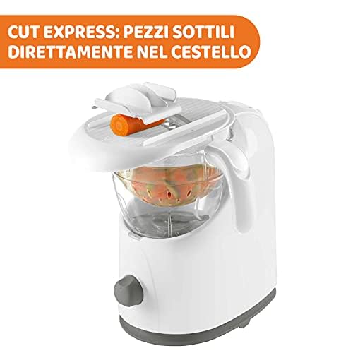 Chicco Cuocipappa Multifunzione Easy Meal per lo Svezzamento, Omogeneizzatore per Neonati e Bambini, Frullatore e Scaldapappa, con Cottura a Vapore e grattugia Cut Express, Riscalda e Scongela