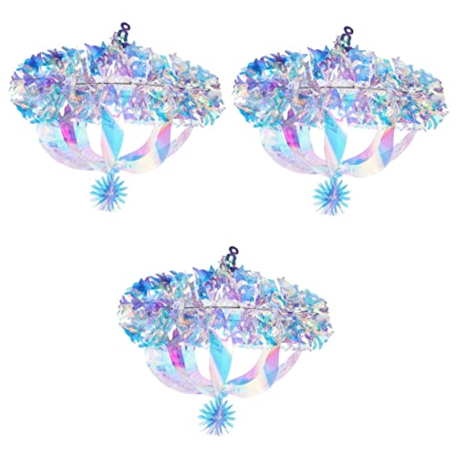 Abaodam 3 Pièces Lustre Irisé Suspendu Boule Alvéolée Irisée Éventail en Papier Décoratif Décorations De Fête Arc-en-Ciel Fête Irisée Articles De Fête Commémorer Film Couleur Néon 3D