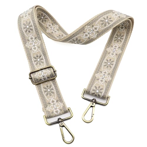 Image of LEMEDE Purse Strap Adjustable Replacement Crossbody Bag Strap Retro Jacquard Embroidery Shoulder Straps for Canvas Bag