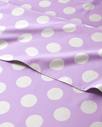 Image of Kids Twin Size Purple Dots Bed Sheets - 3 Piece Kids Purple Dots Sheet Set
