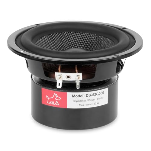 Image of 5.25 Inch Midbass Woofer - 8 Ohms 60 Watts Double Magnet Glass Fiber Cone Speakers for High-End Bookshelf, Center Channels & DIY Projects (2 Pcs)