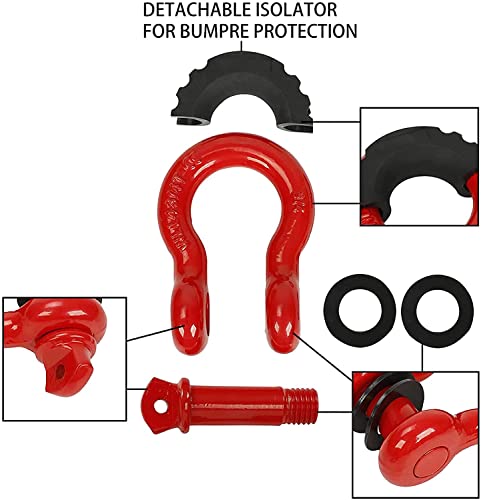 Heavy Duty Recovery Kit, 3" x 30' 14000lbs Tow Strap with 1/2" Soft Shackle Rope Synthetic Tow Recovery Strap 38,000LBS + 8 Ton Recovery Pulley Winch Snatch Block (Red) by STMGW - Used condition - Image 2