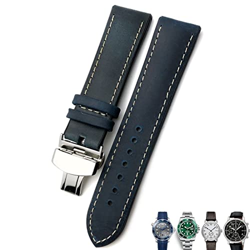 Bracelet montre 20mm cuir bleu montre Rolex Omega Tissot accessoire chic