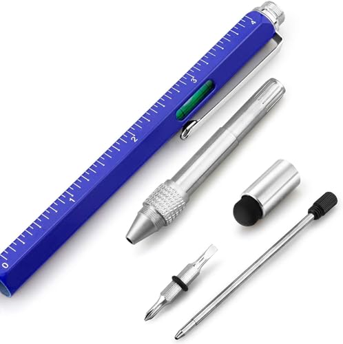 Image of COOFANDY Multi-tool Pen, Construction Tools Office Supplies, Screwdriver Metal Pocket Pen, Touchscreen Stylus /Ballpoint Pen /Bubble Level /Ruler /Phillips Flathead Bit, Mechanic Tools for Men