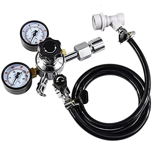 Home Brew - Kit de línea de gas para cerveza con manguera de carbonatación y regulador de CO2, incluye adaptador para botella de CO2, perfecto para necesidades de elaboración de cerveza casera y