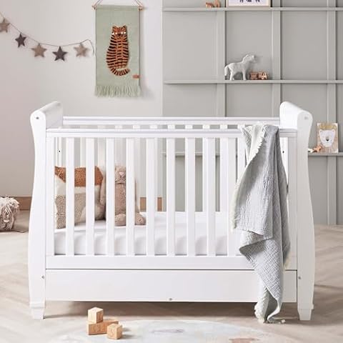 Babymore Eva Sleigh Cot Bed with Mattress Cover
