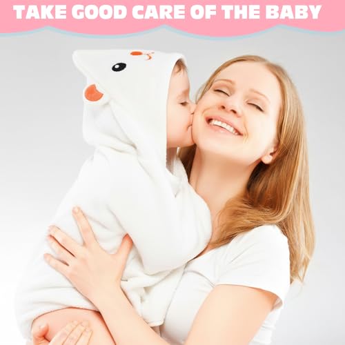 Image of SmoothNovelty 6 Pack Baby Hooded Towels Infants and Toddlers Coral Fleece Baby Bath Towels 31.5 x 31.5 Inch Absorbent Cute Soft Newborn Bath Essentials Gifts for Boys & Girls(Multicolor,Vivid)