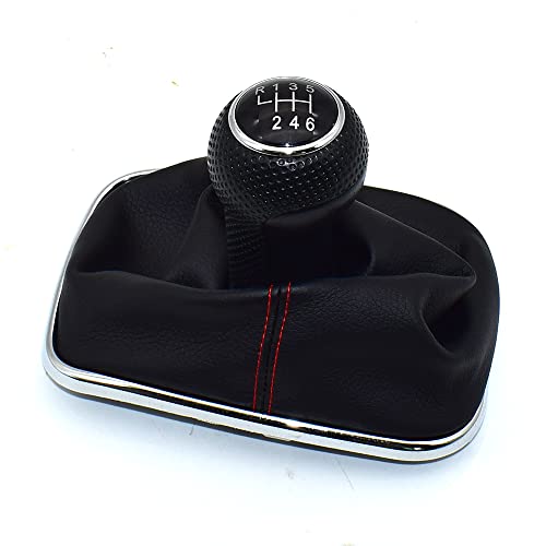 MKptopia 12mm Gear Shift Knob Gaitor Boot Gear Shift Knob Compatible with Golf 4 R32 Je-TTA 1999-2005 - 6 Speed Red Line