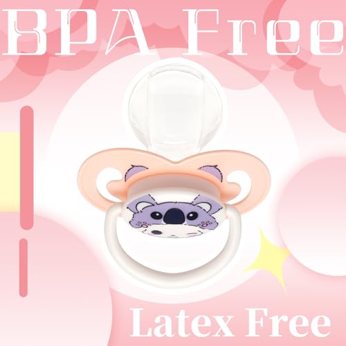 Image of Little Shield Big Size Pacifier: Cute Kaora Bear Large paci for Anxiety - Soft Silicone Bigger Nipple Binky for Autism with Case Orange for Sleep