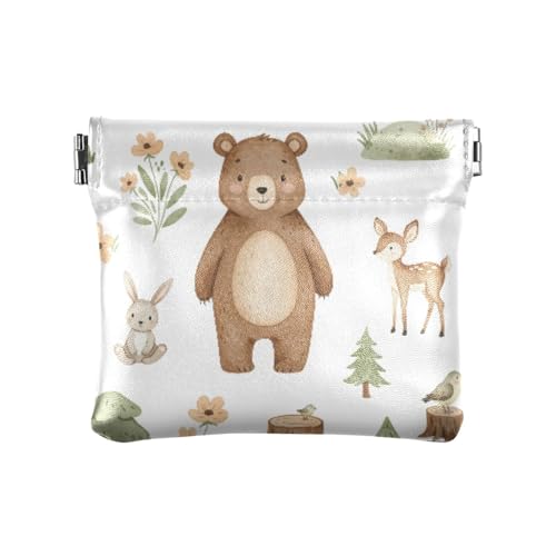 Forest Animals Coin Purse Leather Pouch Change Purse, Squeeze Coin Pouch for Cards, Keys & Lipsticks, Unisex