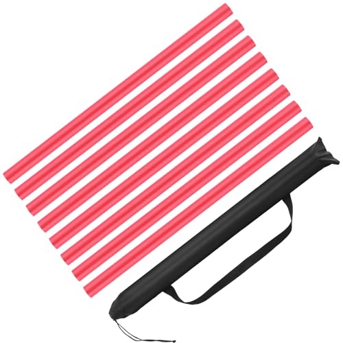 Motionchic 8 Pieces 23.6 Inches Kali Sticks Foam Padded Escrima Sticks for Safe Practice Training Martial Arts and Karate with 4 Carry Bag Case(Red)