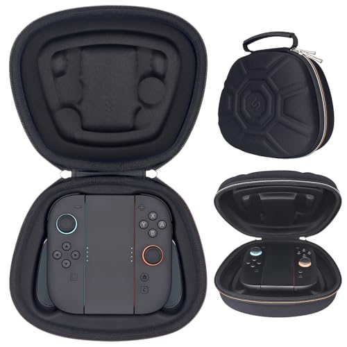 sisma Joycon 2用保護ケース 耐衝撃 収納 ポーチ セミハードケース 「Joycon2 (L) (R)が装着されているグリップに対応」 Switch2コントローラー全体を守ります『黒』