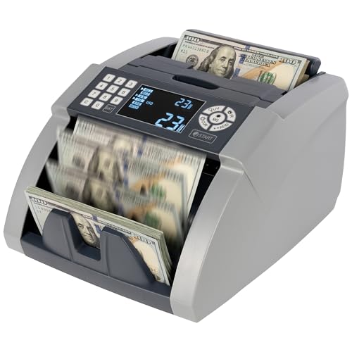Perco Bill Counter and Counterfeit Detector Machine – Money Counter Machine with UV/MG1/MG2/IR, Voice Alerts, Keypad, Add & Batch Modes, Volume Control, Multi-Currency (USD/EUR/INR), LCD Display