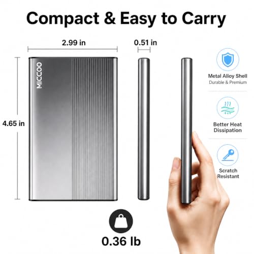 Image of 500GB External Hard Drive HDD, USB 3.0 Portable Expansion Storage
