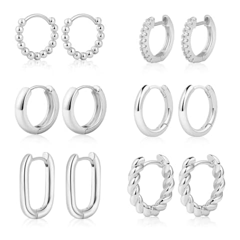 MIDEEO Gold/Silver Chunky Hoop Earrings Set for Women, 14K Gold Plated Twisted Huggie Hoop Earring Hypoallergenic Thick Open Lightweight Chunky Hoop Earrings Jewelry for Gifts Cover