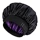 Yuanchu Satin Bonnet Verstellbar Schlafmütze, Nacht Haarpflege Schutz Kopfhaube Damen Herrn Haar Haube Schlafen Seiden Schlafhaube Seidenhaube Lockiges Lange Haaren Glatt Atmungsaktiv(Schwarz+lila)