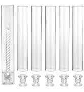 CHILL RECIPE Glass Hurricane Candlestick Holders Clear 14" Tall Cylinder Candle Holder Chimney Tu...
