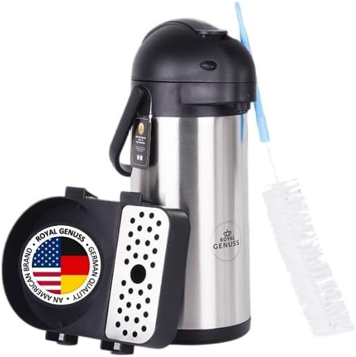 Airpot Coffee Dispenser 102 Oz (3L) with Pump, Drip Tray and Cleaning Brush, Stainless Steel Insulated Thermos – 24 Hour Heat Retention – 36 Hour Cold Retention Airpot Coffee Dispenser 102 Oz (3L) with Pump, Drip Tray and Cleaning Brush, Stainless Steel Insulated Thermos – 24 Hour Heat Retention – 36 Hour Cold Retention