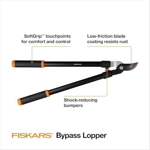 Fiskars 28" Loppers for Tree Trimming, Heavy Duty, Rust-Resistant Sharp Bypass Steel Blade Loppers, Branch Cutter up to 1.5" Diameter Cut Capacity, Shock-Absorbing Handle, Garden Tools - 1