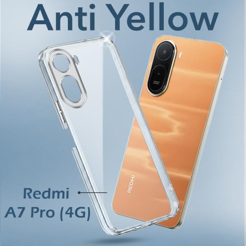 Image of Jkobi Lifetime Anti-Yellow Clear Back Cover Case for Redmi A7 Pro 5G (Sleek Hard Crystal | Shockproof and Camera Protection)