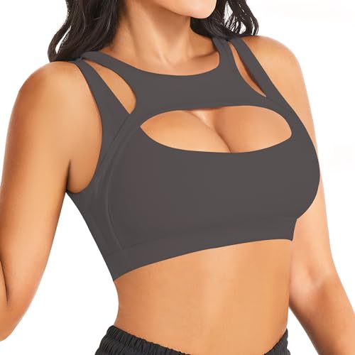 Image of Betaven Push up Sports Bra for Women Sexy Hollow Crop Tops with Removable Cups Workout Fitness Yoga Bra Medium Support
