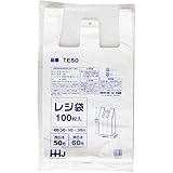 ハウスホールドジャパン 使い捨て ポリエチレン (PE) レジ袋 乳白色 東日本60号 西日本50号 厚さ0.018mm 100枚 TE-50