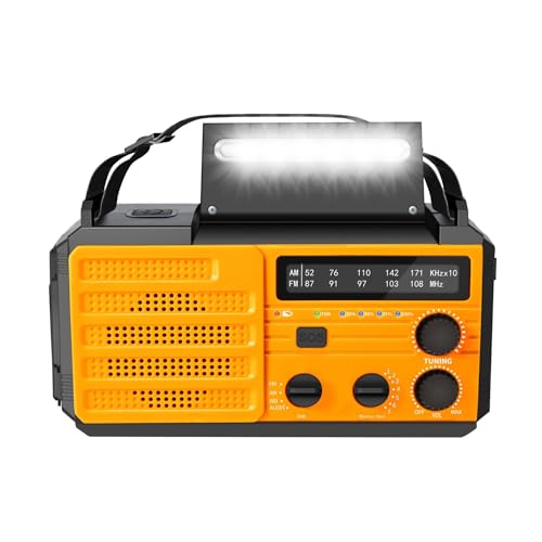 Radio météo d'urgence NOAA AM/FM 8000 mAh avec lampe orange