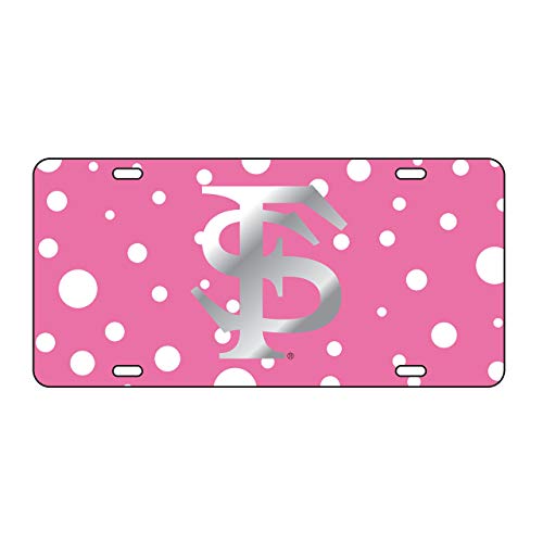 Florida State Seminoles Laser Cut Inlaid Mirrored Pink Polka Dot Plate