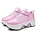 RDJSHOP Pattini a Rotelle Scarpe Bambini Adulti Scarpe Deformate Multifunzionali Skateboard Retrattili per Regalo per Principianti Unisex,Pink-EU34/UK2.5