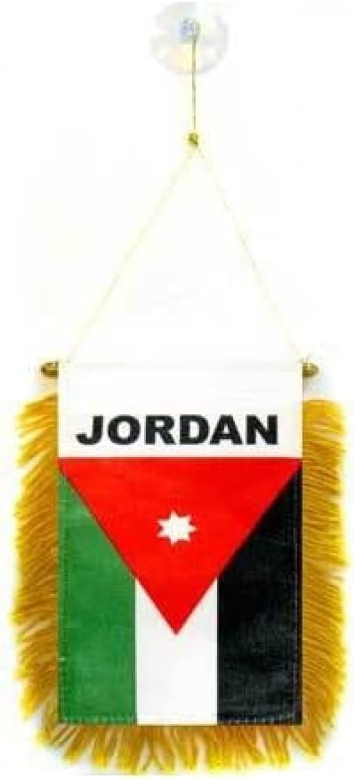AZ FLAG Jordan Mini Banner 6'' x 4'' - Jordanian Pennant 15 x 10 cm - Mini Banners 4x6 inch Suction Cup Hanger