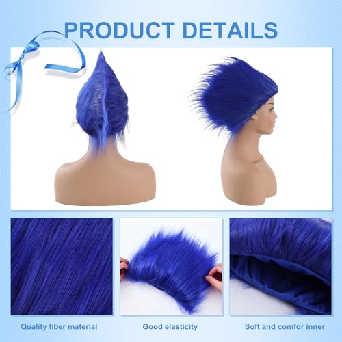 Image of Blue Wigs for Halloween Cosplay Cosplay Crazy Wigs for Men Silly Wigs for Party