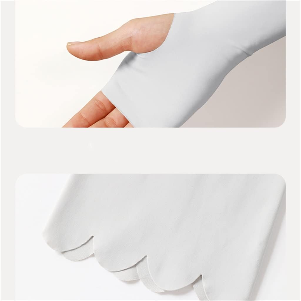 HBJWOV Ice-Sleeved Women's Ice Thin Sleeves Driving Outdoor Ice Silk Hand-Sleeved Long Cycling Gloves Thin(Black)