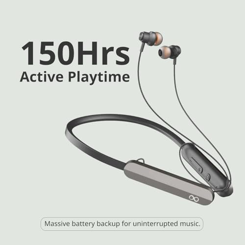 Image of Wireless Neckband Earphones with ENC and 400hours of Playtime (Black)