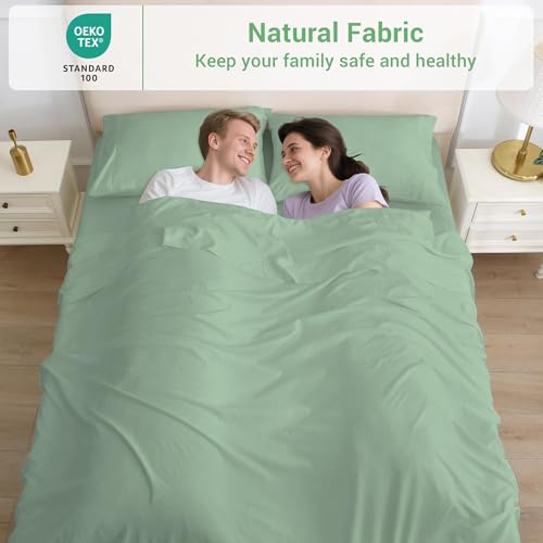 Image of Softan Microfiber Twin Bed Sheet Set, 3 Pieces - Sage Green, Deep Pocket Fitted Sheet with 15'' Pockets | 15 inch Deep Pocket Fitted Bed Sheets, Double Brushed Microfiber, Sheets & Pillowcase for All Season