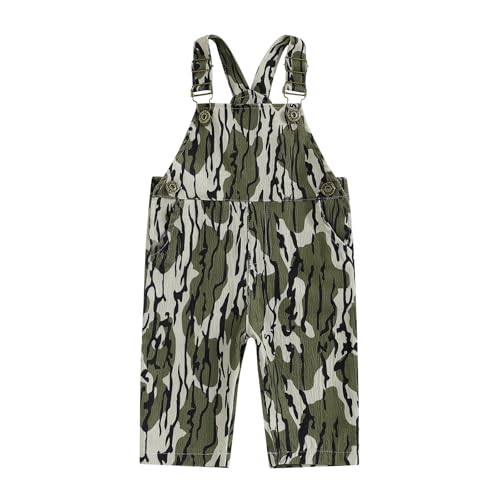 Image of YOKJZJD Newborn Toddler Baby Boy Duck Deer Hunting Corduroy Suspender Pants Bib Overalls Little Hunter Fall Winter Outfits