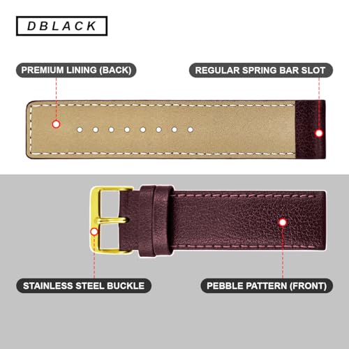 Image of DBLACK ''ATOR'' Leather Watch Strap, Pebble Design Pattern, Thin Leather Watch Belt / / For 18mm, 20mm, 22mm, 24mm, or 26mm Watch Band (Choose Your Size & Color)