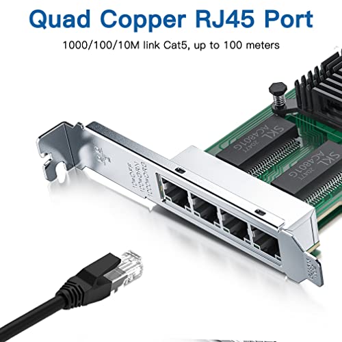 Image of 1Gbe Ethernet Network Adapter (NIC) for Intel 82580, Quad Copper RJ45 Ports, PCI Express 2.0 X4, Same as I340-T4 / E1G44HT