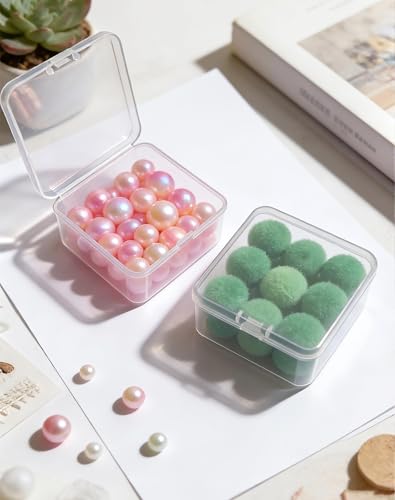 Image of 17 Pack Clear Plastic Storage Boxes with Lids,Beading Storage 3x3x1.4 Inches Square Organizer Containers for Small Parts, Crafts, Jewelry, SMT Components